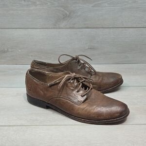 Frye Women Anna Oxford Brown Leather Shoes Loafer Slip On Sz 8.5M